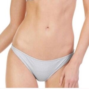 Tori Praver Marlowe Bikini Bottom Swimsuit Classic Coverage Silver NWT L